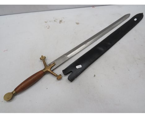 Ceramonial Sword or Wall decoration sword with stainless blade, Brass hilt and guard, good leather scabbard. Total length is 