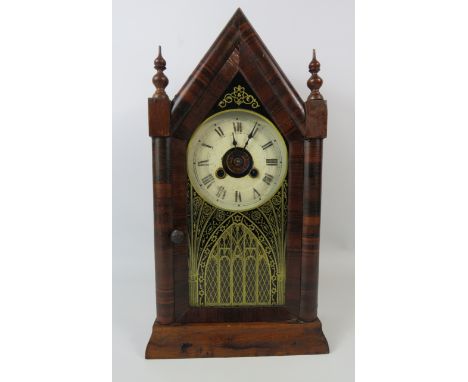 Vintage Mantle clock manufactured by Jerome and Co, 15.5" tall, spares or repair.