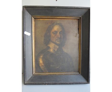 Old Framed Lithograph of Oliver Cromwell,  Taken from the Original housed at Nostell Priory. Signed to the back 'Kirkby' In a