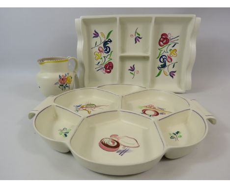2 Poole pottery Hor's d' orderves dishes plus a jug.
