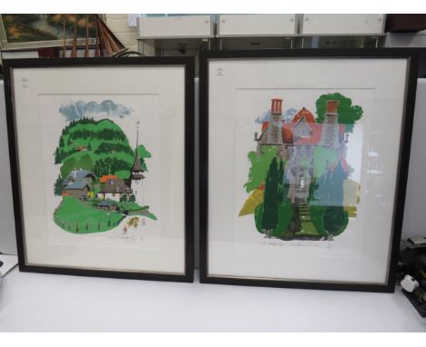 Pair of framed and mounted Paul Hogarth OBE. RA. Prints, limited editions of low print runs 179/250 &amp; 70/150 Signed by Ar