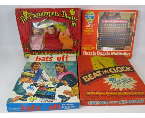 Play Puppets Theatre, boxed with puppets plus Vintage Games to include 'Beat the Clock' See photos. 