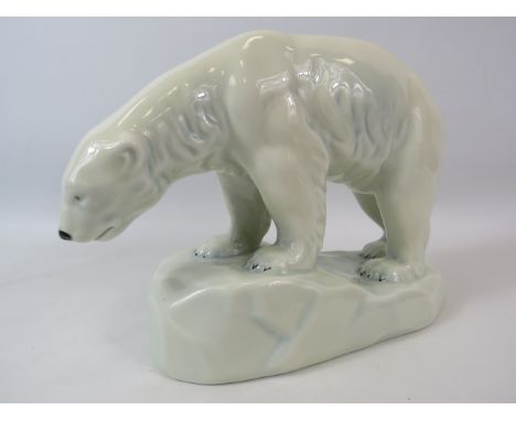 Porsgrund Norway ceramic Polar bear figurine. 7" tall and 8.5" long