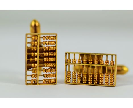 Pair of 14ct Yellow Gold cufflinks in the style of Abacus.  Total weight 5.5g
