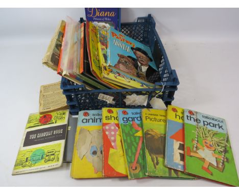 Selection of vintage childrens annuals and ladybird books etc.