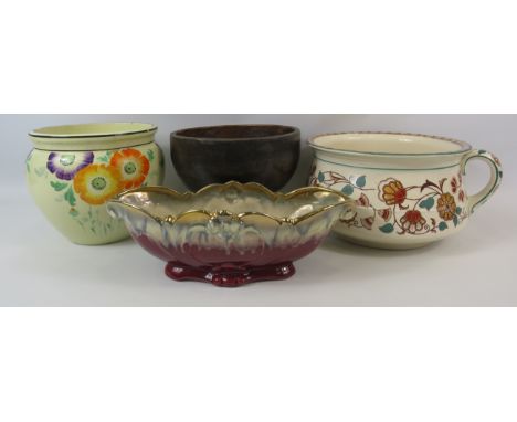 Mixed ceramics lot to include a chamber pot, West german planter etc.