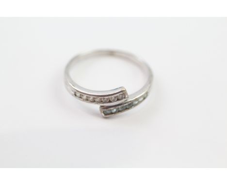 9ct White Gold White &amp; Blue Gemstone Bypass Ring (1.5g) 2011815