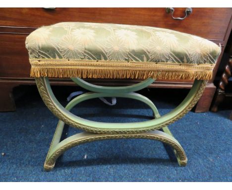 Vintage 'X' Framed Stool with padded seat   1950's era. See photos.   S2