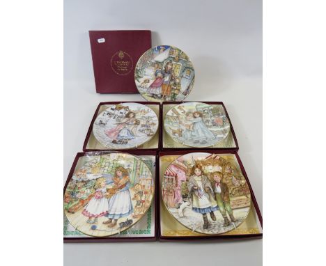 5 Royal Worcester Nspcc christmas plates with boxes and certs.