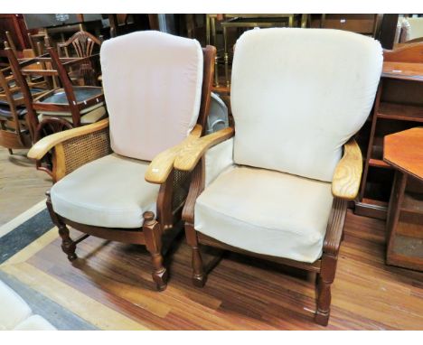 Pair of Ercol style Easy Chairs to match previous lot.  See photos.   S2