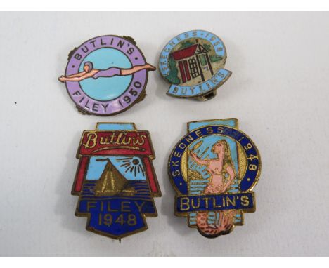 4 Vintage enamel Butlins pin badges.