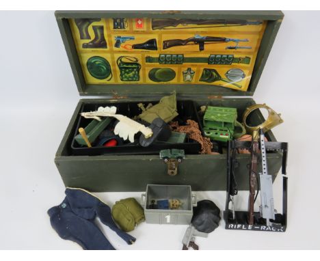 Action Man Foot Locker filled with Action man accessories. See photos. 