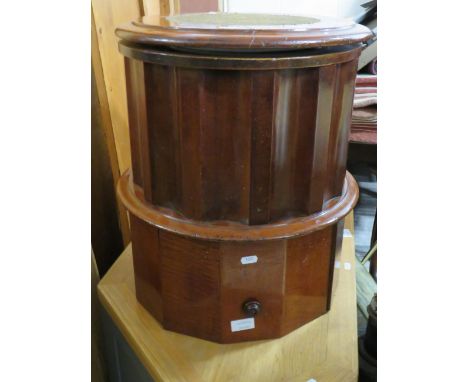 Late 19th Century Mahogany Commode with pull out step and original ceramic bowl.  20 inches tall.  Make quirky indoor planter