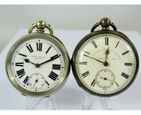 Two Silver cased pocket watches, both with enamel faces. One by John Forrest the other by  John Dent of Brigg. Both have enam
