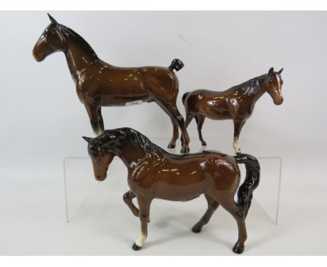 3 Beswick horses including Black Magic of Nork Hackney, Trotting mare etc.