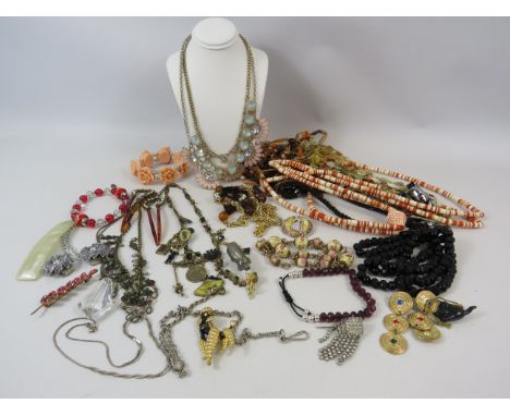 Costume jewellery including a sterling silver necklace, vintage czech glass etc.