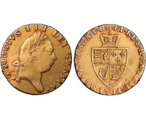 British Coins, George III, half guinea, 1794, fifth laur. head r., rev. crowned shield of arms (S.3735), slight edge damage a