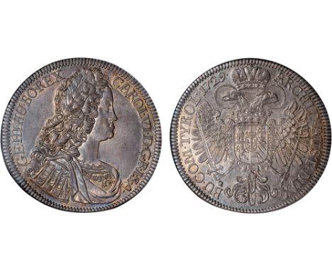 Foreign Coins and Medals, Austria, Charles VI, thaler, 1729, Hall, laur. bust r., rev. crowned double-headed eagle with shiel