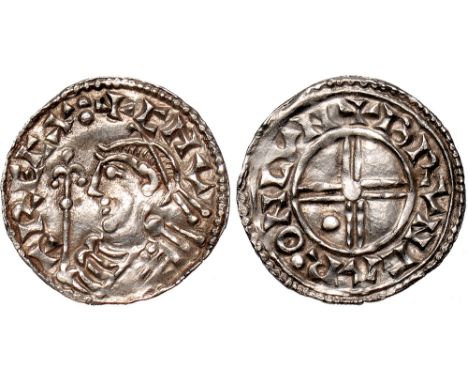 British Coins, Cnut, penny, short cross type (1016-1035), BMC XVI, London, Brungar, diademed bust l. with sceptre, rev +BRVNG