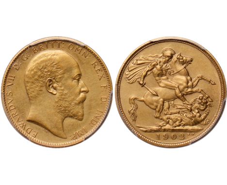 G British Coins, Edward VII, matt proof sovereign, 1902, bare head r., rev. St. George and the dragon (S.3969), certified and