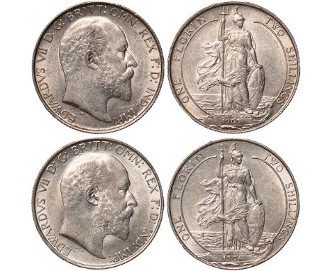 British Coins, Edward VII, florins (2): 1903; 1904, bare head r., rev. Britannia standing (S.3981), extremely fine and better