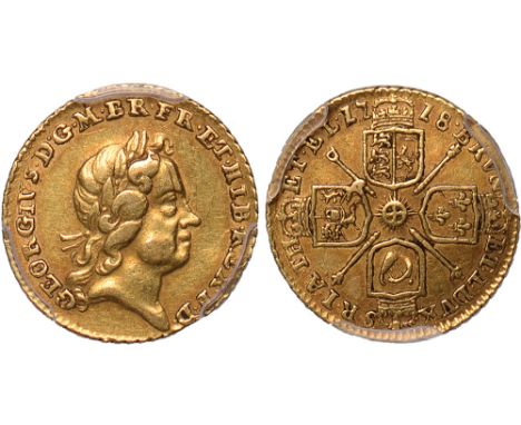 British Coins, George I, quarter guinea, 1718, laur. head r., rev. crowned cruciform shields, sceptres in angles (S.3638), ce