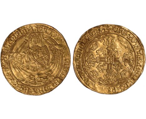 British Coins, Henry VI, first reign, annulet issue (1422-c.1430), noble, London, mm. lis, king with sword and shield stg. fa