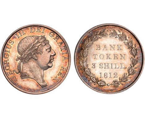 British Coins, George III, Bank of England, 3 shillings, 1812, type B1/2, laur. head r., rev. value within wreath (S.3770), l