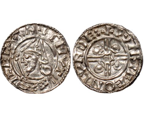 British Coins, Cnut, penny, pointed helmet type (1016-1035), BMC XIV, London, Wynsige, bust with a pointed helmet and sceptre