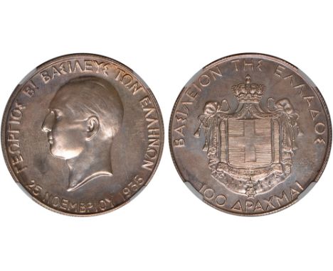 Foreign Coins and Medals, Greece, George II, proof silver 100 drachmai, undated (1940), 5th Anniversary of the Restoration of