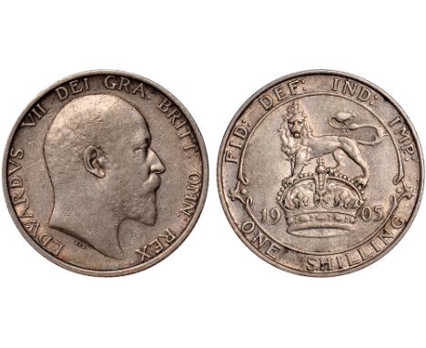 British Coins, Edward VII, shilling, 1905, bare head r., rev. lion on crown (S.3982), very fine, rare