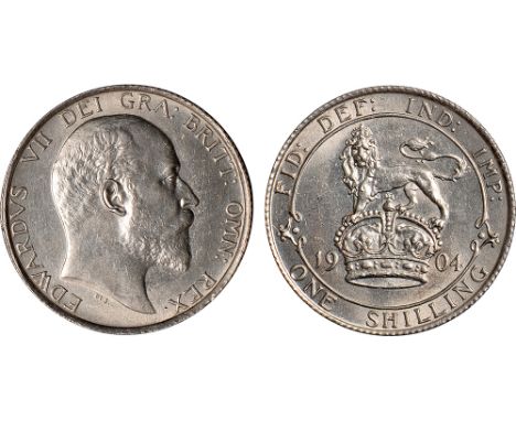 British Coins, Edward VII, shilling, 1904, bare head r., rev. lion on crown (S.3982), extremely fine