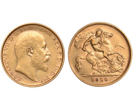 G British Coins, Edward VII, half sovereign, 1910S, bare head r., rev. St. George and the dragon (S.3977B), very fine*ex Stra