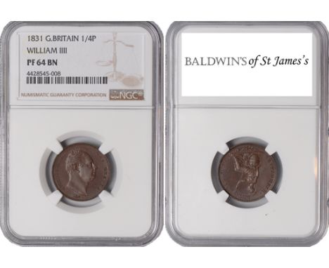 British Coins, William IV, proof farthing, 1831, bare head r., rev. Britannia std. r. with shield and trident (S.3848), certi