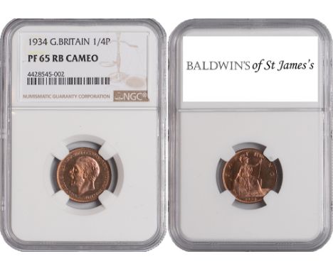 British Coins, George V, VIP proof farthing, 1934, bare head l., rev. Britannia std. r., with shield and trident (S.4061), ce