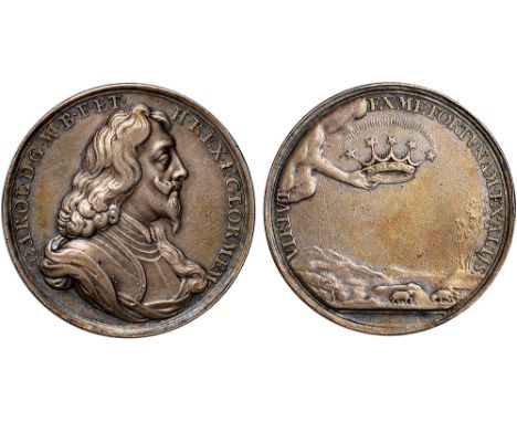 British Commemorative Medals, Charles I, Death and Memorial, silver medal, 1649, by J. Roettier, armoured and dr. bust r., re