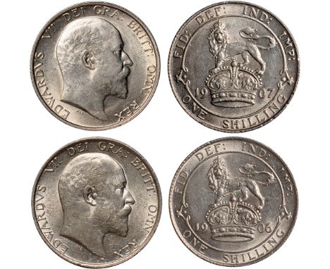 British Coins, Edward VII, shillings (2): 1906; 1907, bare head r., rev. lion on crown (S.3982), both about uncirculated (2)