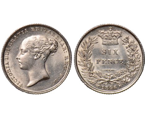 British Coins, Victoria, sixpence, 1846, young head l., rev. value within wreath (S.3908; ESC.1692; Bull 3180), light scratch