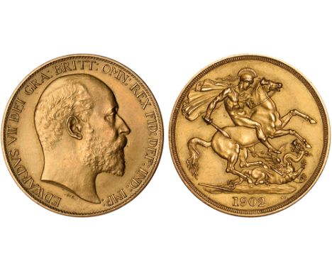 G British Coins, Edward VII, matt proof two pounds, 1902, bare head r., rev. St. George and the dragon (S.3968), extremely fi