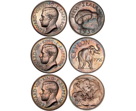 British Coins, Edward VIII, proof fantasy crowns (3), dated 1936, by Geoffrey Hearn, 1954: Great Britain, rev. St. George on 