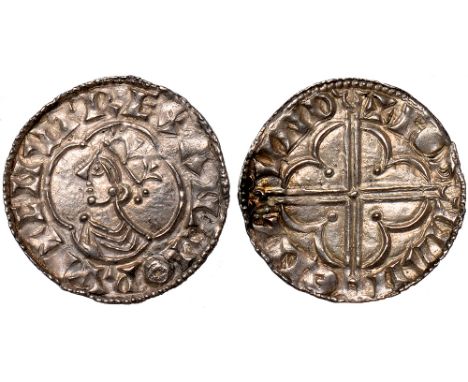 British Coins, Cnut, penny, quatrefoil type (1016-1035), BMC VIII, London, Godman, crowned bust l. in quatrefoil, variation w