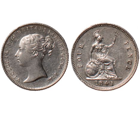 British Coins, Victoria, groat, 1841, young head l., rev. Britannia std. r. with shield and trident (S.3913), good very fine,