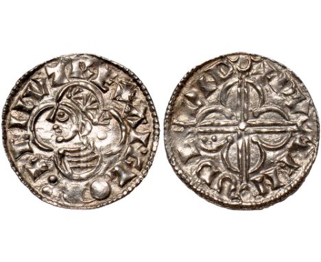 British Coins, Cnut, penny, quatrefoil type (1016-1035), BMC VIII, London, Wulfnod, crowned bust l. in quatrefoil, rev. +PVLF