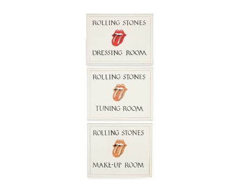 The Rolling Stones: Three hand-coloured door signs used on tour,1978,each sign painted in gouache or coloured with felt-tip p