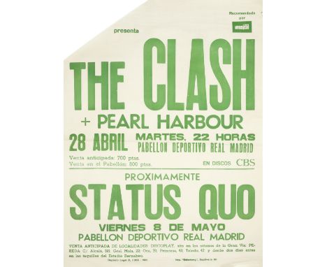 The Clash / Status Quo: A Spanish tour poster with Pearl Harbour,28th April 1981,printed on thin paper for the Clash's concer