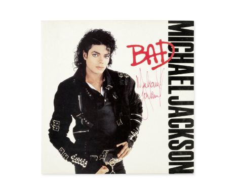 Michael Jackson: An autographed copy of the 1987 album Bad and related paperwork,the front cover signed by Michael Jackson in