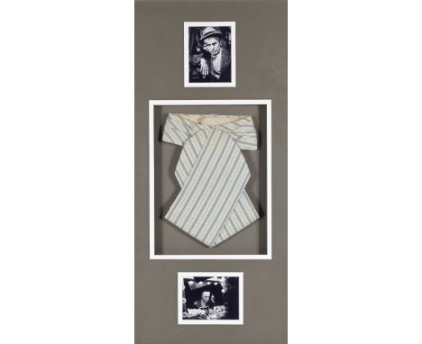 Charlie Chaplin: A cravat worn during the filming of Limelight,United Artists, circa 1952,a blue and white striped woollen cr