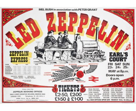 Led Zeppelin: An Earl's Court 'Zeppelin Express' Concert Poster23rd-25th May, 1975,printed on paper for the London concert, r