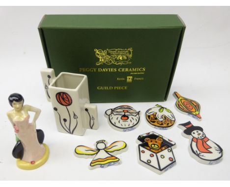 Kevin Francis Guild Issue 1999 ceramic figure, boxed, Lorna Bailey  Mackintosh style vase and six Lorna Bailey ceramic Christ