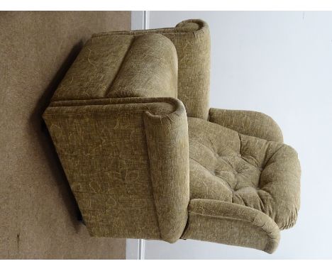 Electric riser reclining armchair, upholstered in a dark beige floral fabric, W85cm (This item is PAT tested - 5 day warranty